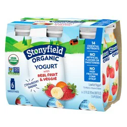 Stonyfield Organic Lowfat Yogurt Smoothies, Strawberry Banana, 3.1 fl. Oz., 6 Ct