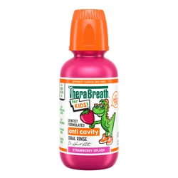 TheraBreath Kids Mouthwash with Fluoride, Organic Strawberry Splash, Anticavity, 10 fl oz