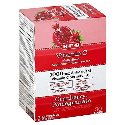 slide 1 of 1, H-E-B Vitamin C Multi-Blend Supplement Fizzy Powder, 30 ct