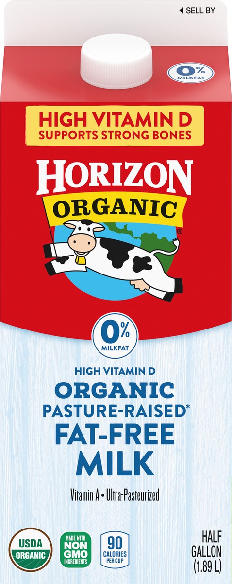 slide 10 of 13, Horizon Organic Nonfat High Vitamin D Milk, Half Gallon, 1/2 gal