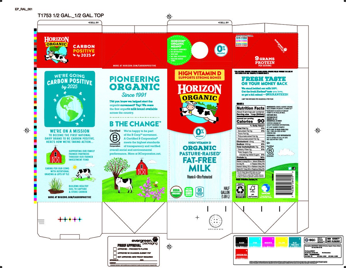 slide 7 of 13, Horizon Organic Nonfat High Vitamin D Milk, Half Gallon, 1/2 gal