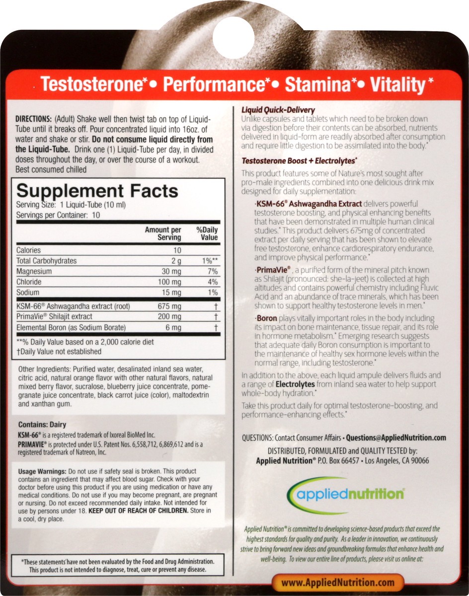 slide 6 of 13, Applied Nutrition Liquid-Tubes Testosterone Up 10 ea, 10 ct