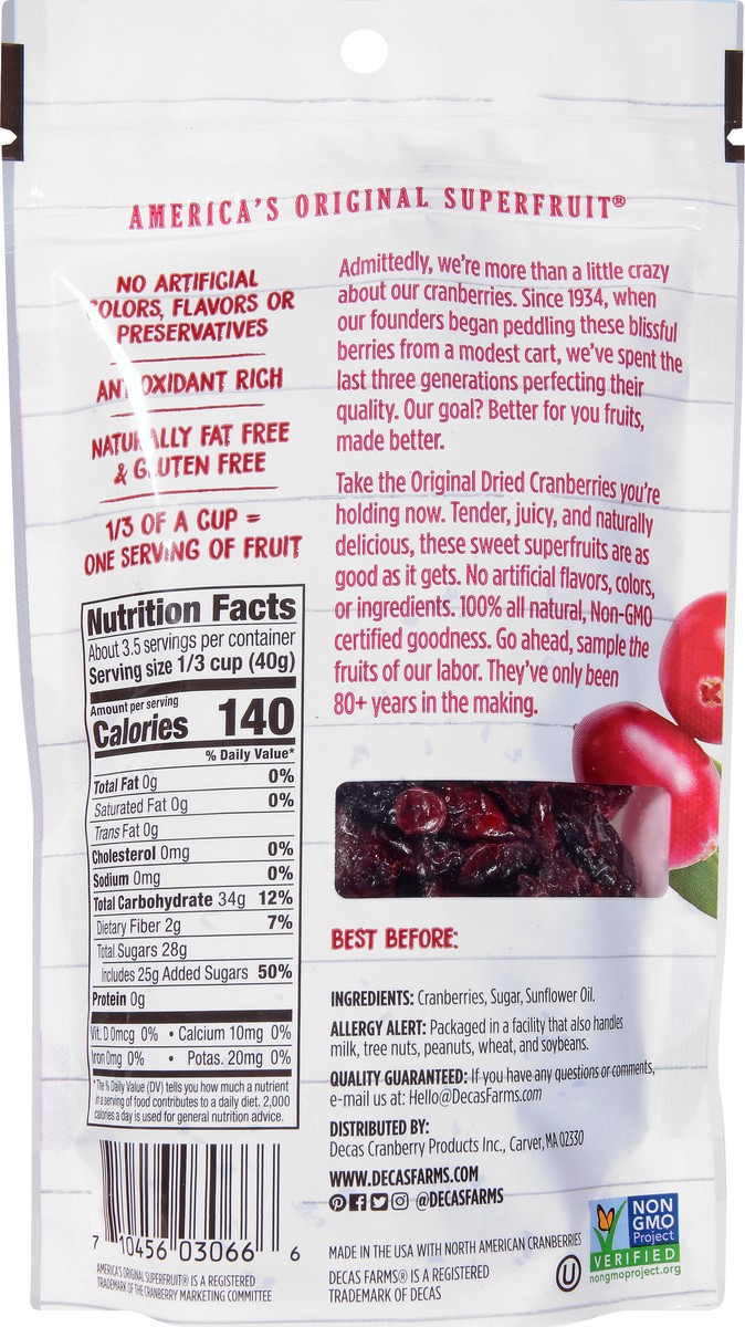 slide 4 of 9, Decas Farms Premium Dried Original Cranberries 5 oz, 4 oz