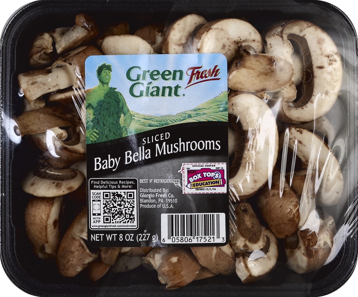 slide 3 of 5, Green Giant Sliced Baby Bella Mushrooms, 8 oz