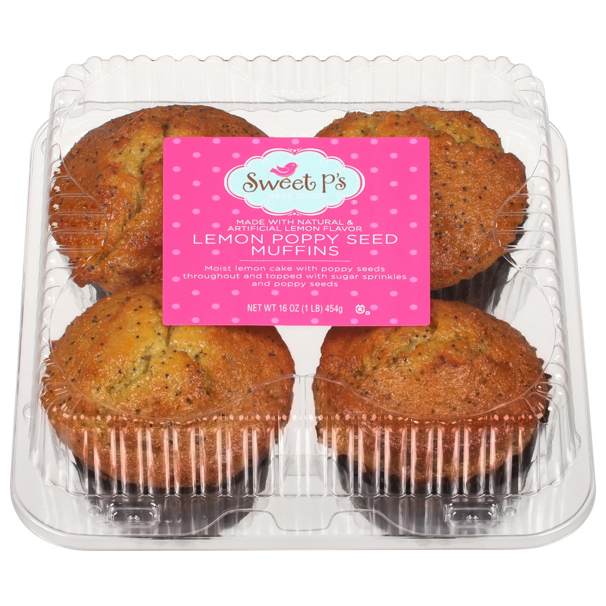 slide 2 of 4, Sweet P's Bake Shop Lemon Poppy Seed Muffins 16 oz, 16 oz