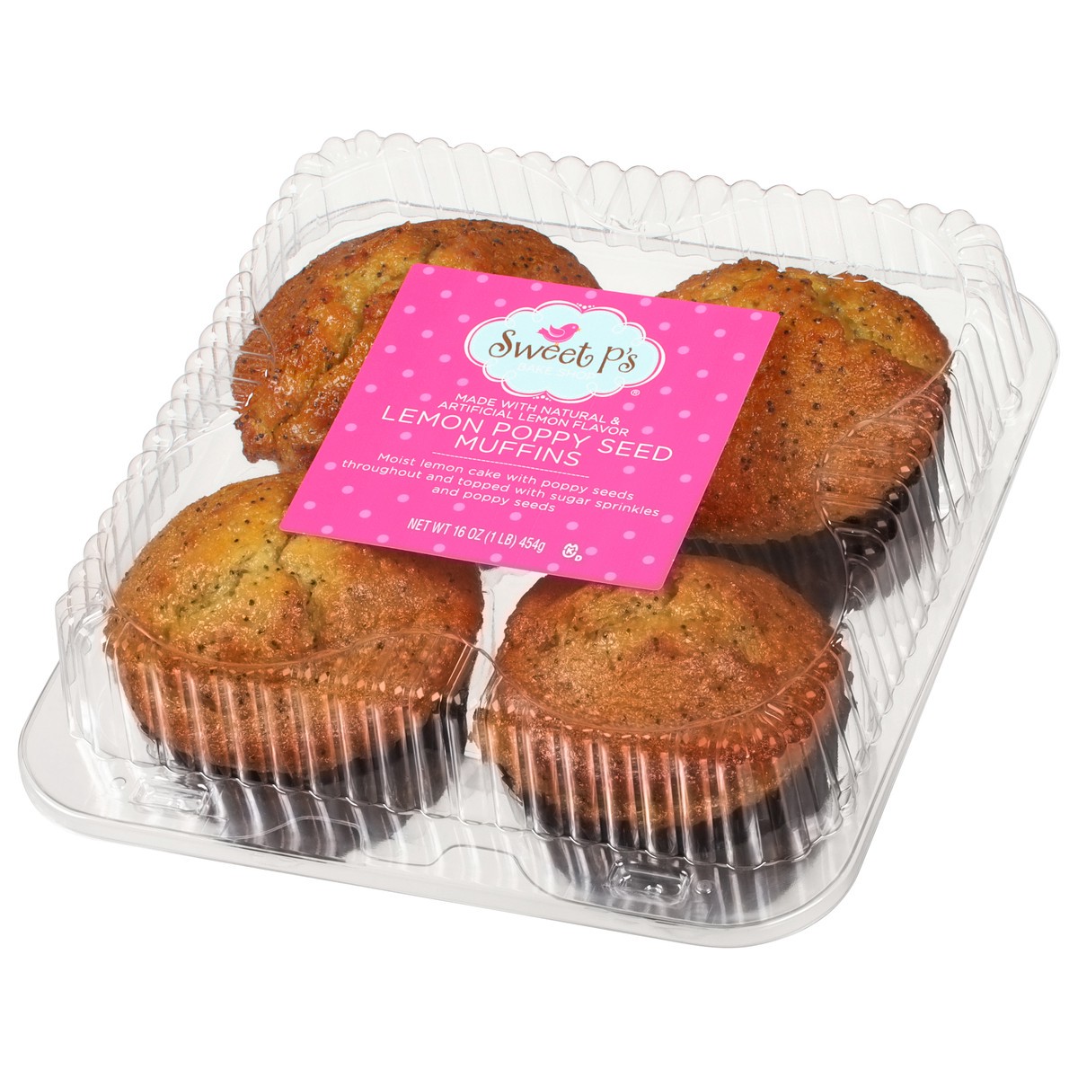 slide 3 of 4, Sweet P's Bake Shop Lemon Poppy Seed Muffins 16 oz, 16 oz