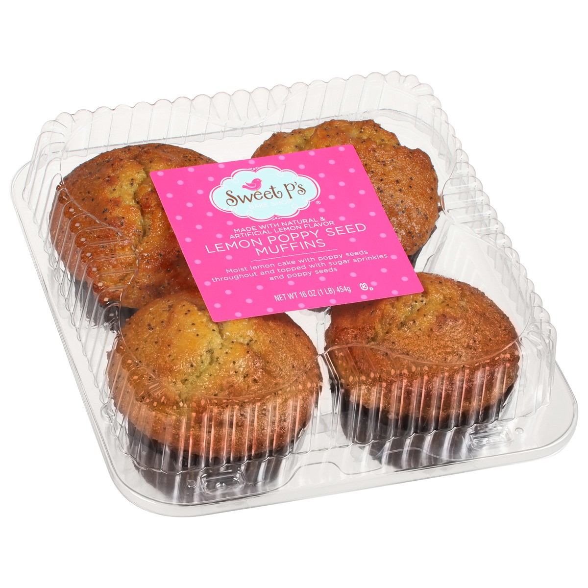 slide 4 of 4, Sweet P's Bake Shop Lemon Poppy Seed Muffins 16 oz, 16 oz
