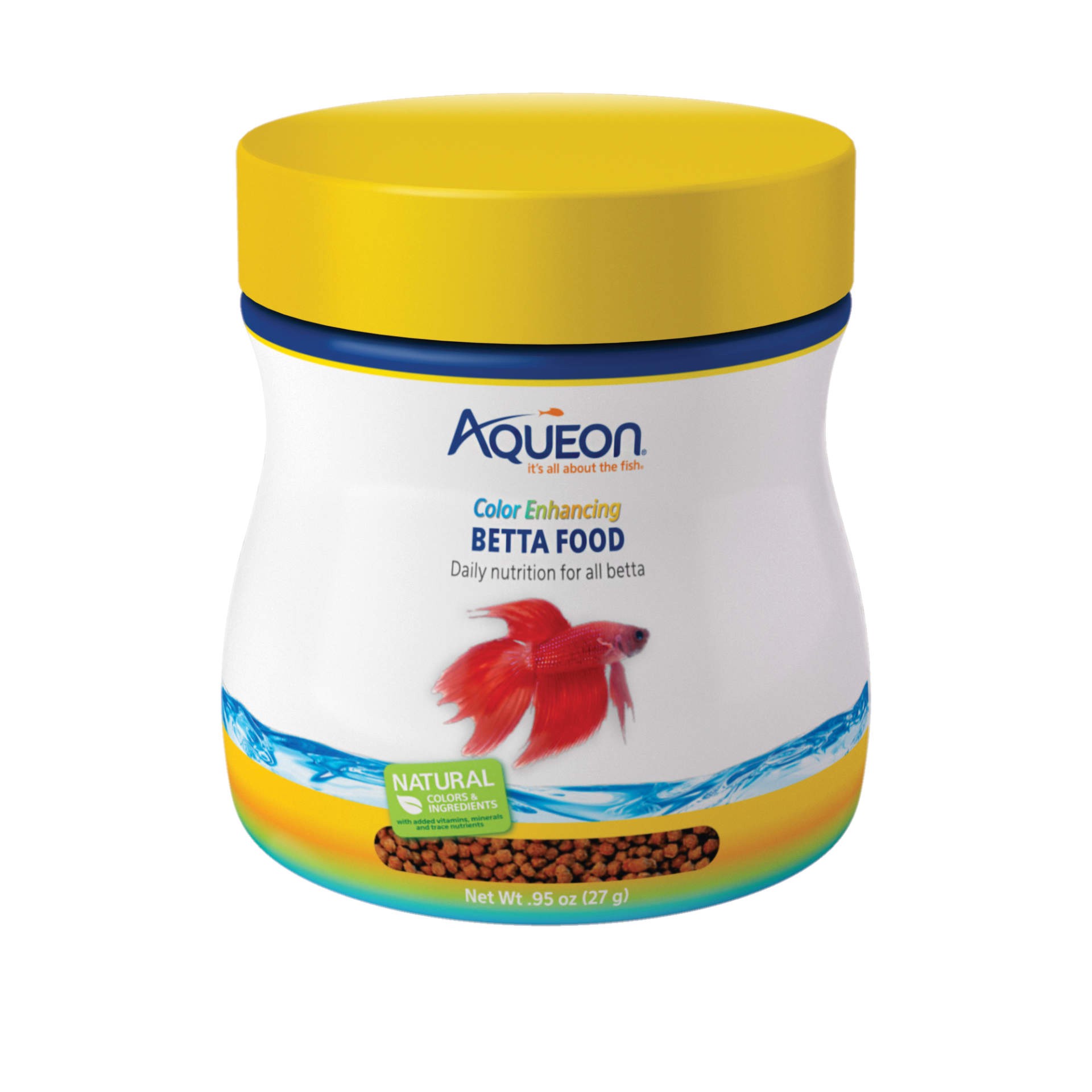 slide 1 of 8, Aqueon Betta Food Color Enhancing Floating Pellet, .95 Ounces, 1 ct