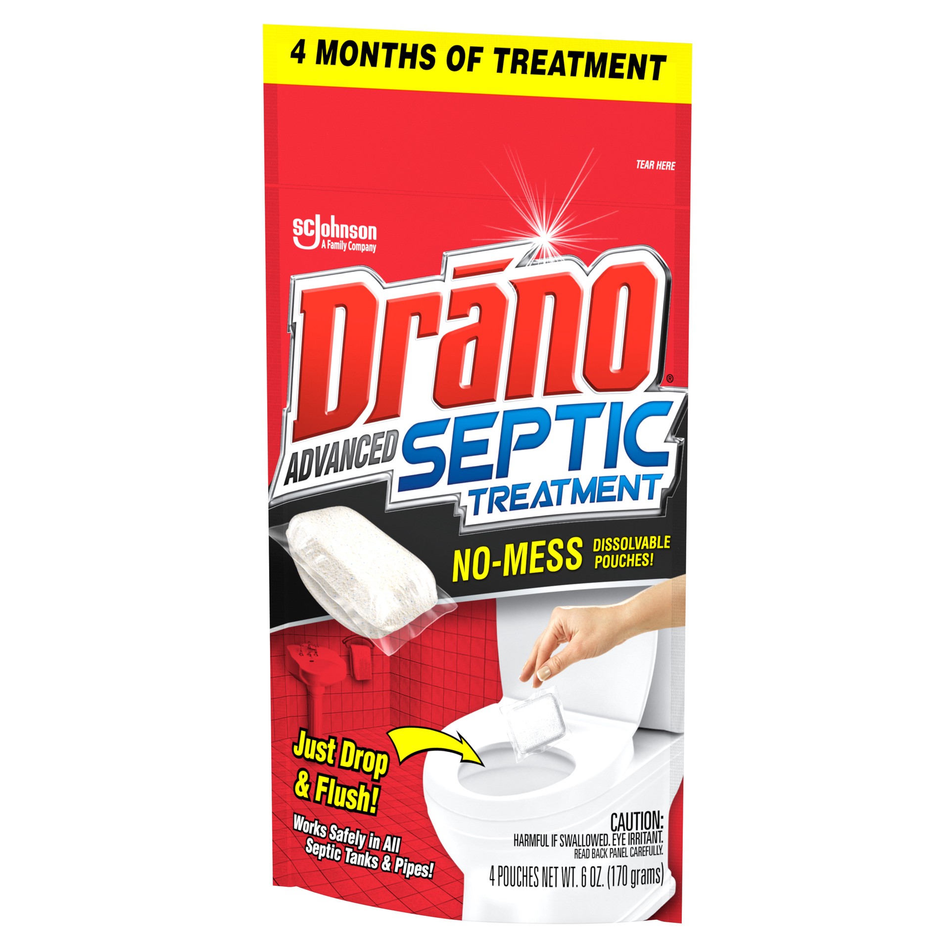 slide 2 of 5, Drano Advanced Septic Tank Treatment, 4 Pouches, 6 oz, 4 ct