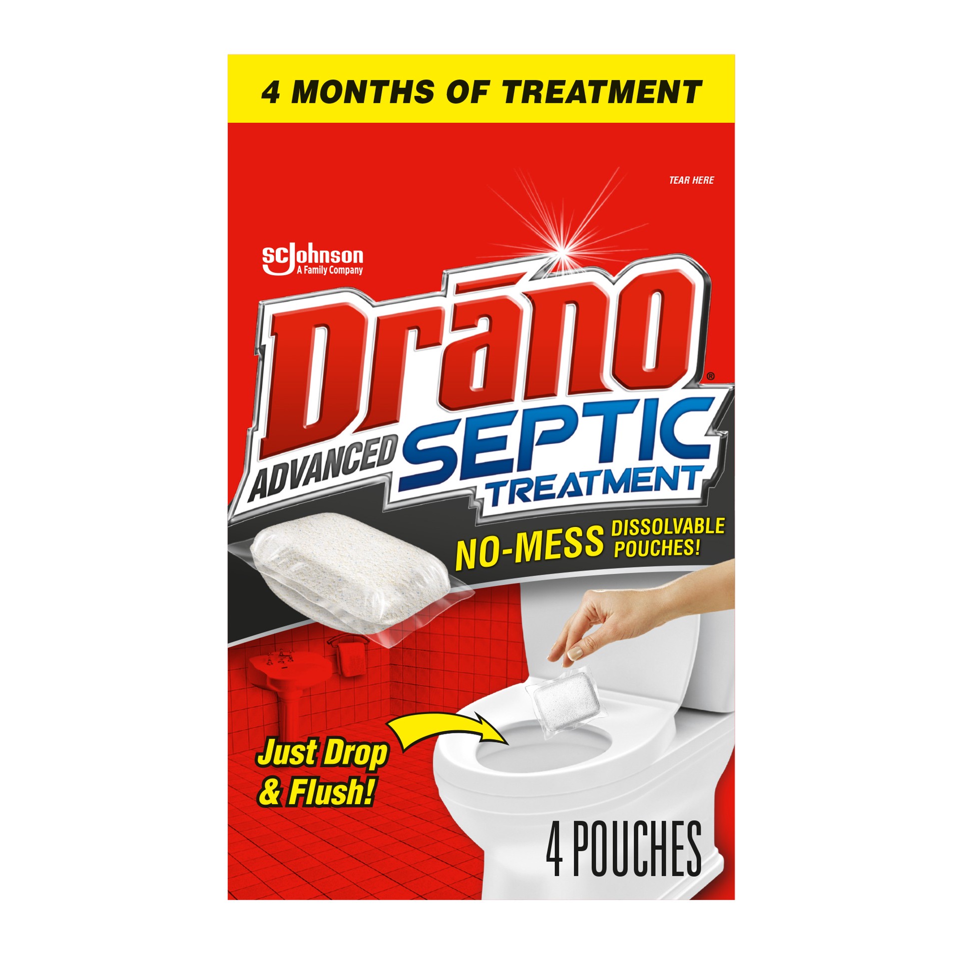 slide 3 of 5, Drano Advanced Septic Tank Treatment, 4 Pouches, 6 oz, 4 ct