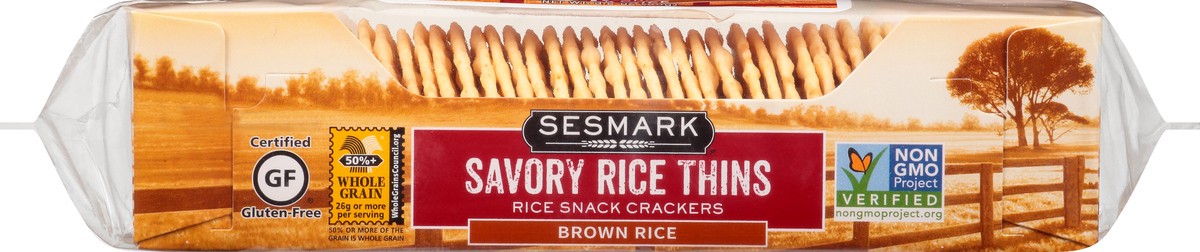 slide 12 of 13, Sesmark Savory Brown Rice Rice Thins 3.2 oz, 3.2 oz