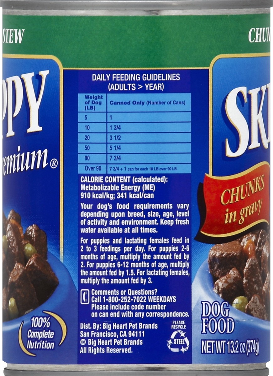 slide 6 of 6, Skippy Dog Food, Premium, Chunky Stew Chunks in Gravy, 13.2 oz