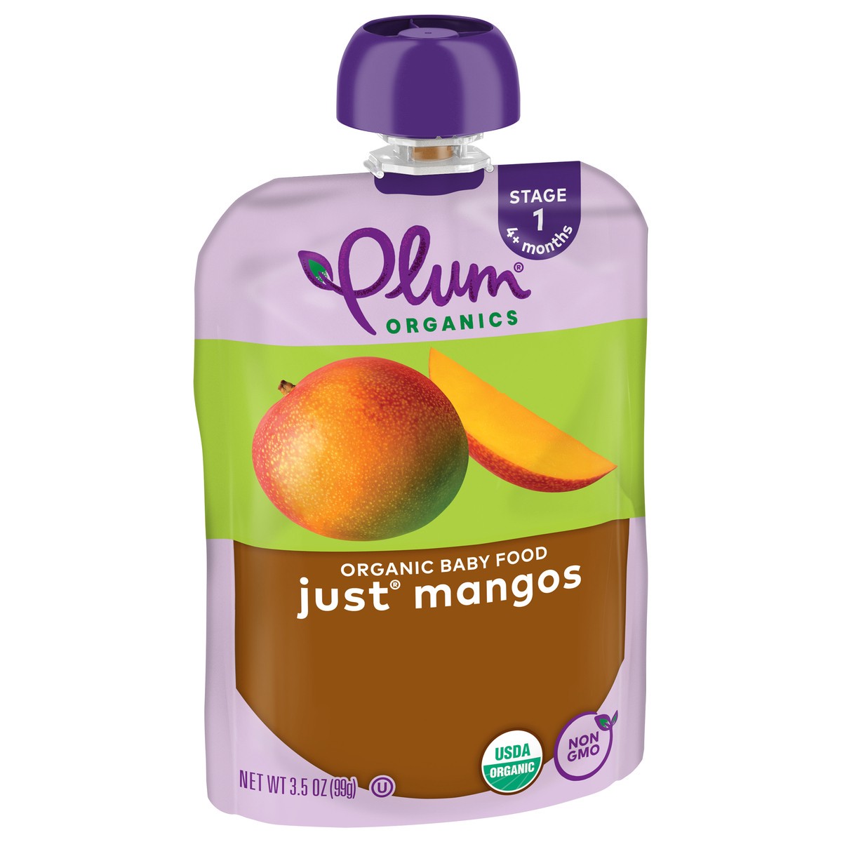 slide 7 of 9, Plum Organics Stage 1 Organic Baby Food Just Mangos 3.5oz Pouch, 3.5 oz