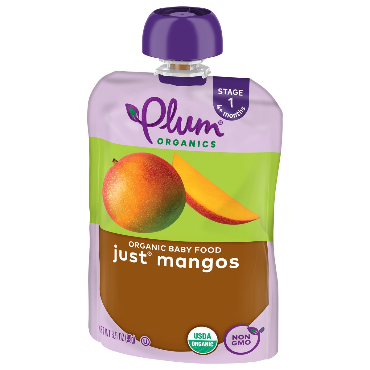 slide 9 of 9, Plum Organics Stage 1 Organic Baby Food Just Mangos 3.5oz Pouch, 3.5 oz