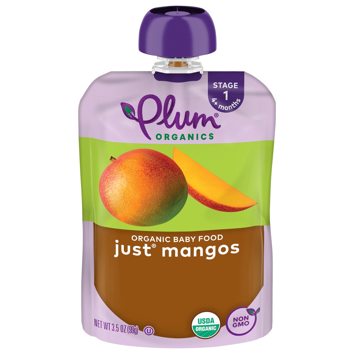 slide 1 of 9, Plum Organics Stage 1 Organic Baby Food Just Mangos 3.5oz Pouch, 3.5 oz