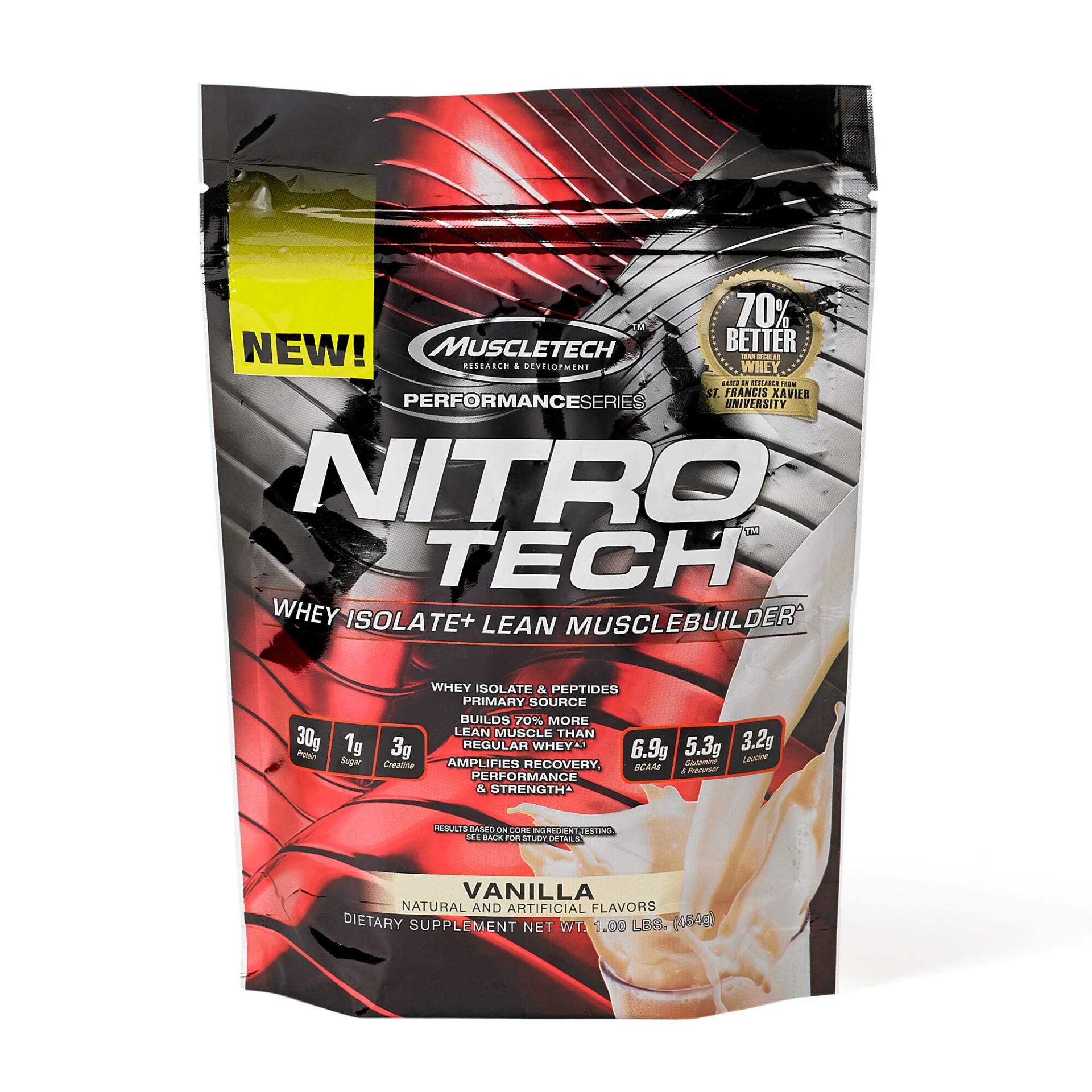 slide 1 of 1, MuscleTech Nitro-Tech - Vanilla, 1 lb