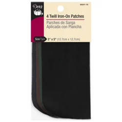 Dritz Iron-On Twill Patches - Dark Colors, 5 in x 5 in