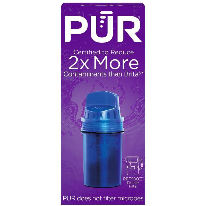 slide 2 of 10, PUR Filtration Water Pitcher Replacement Filter: Reduces Chlorine & Odors, 40-Gallon Life, Blue, Plastic, 1 Piece, 1 ct