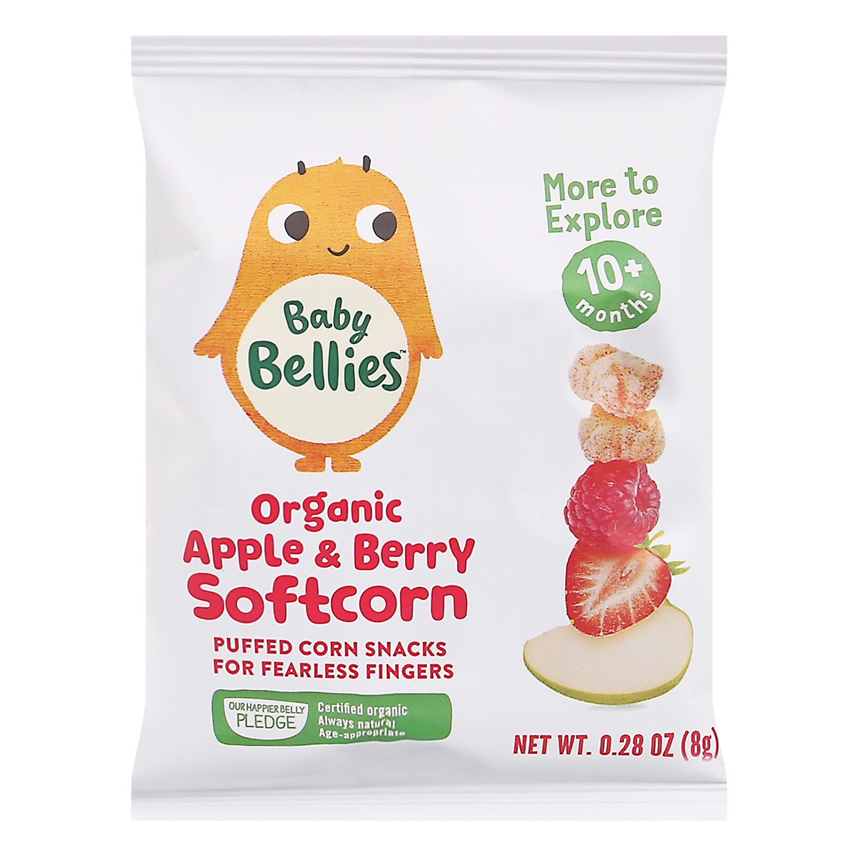slide 1 of 14, Baby Bellies Organic Apple & Berry Softcorn 0.28 oz, 0.28 oz