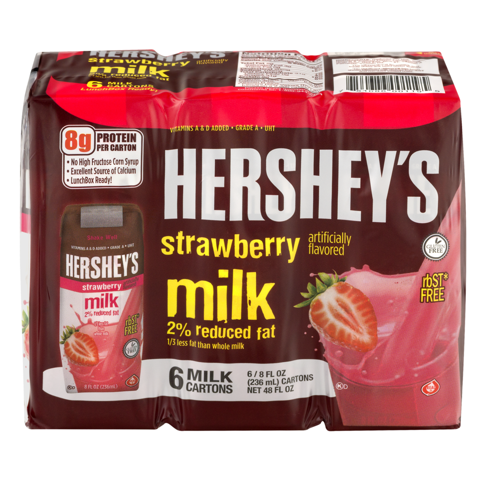 slide 1 of 1, Hershey's Strawberry Milk 2% Reduced Fat - 6 CT, 8 oz