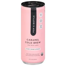 Pop & Bottle +Lion's Mane & Reishi Caramel Cold Brew Oat Milk Latte 8 fl oz