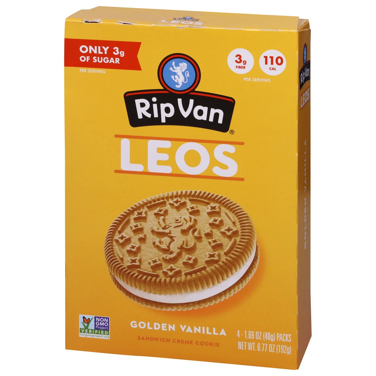 slide 3 of 13, Rip Van Leos Leos Golden Vanilla Sandwich Creme Cookies 4 - 1.69 oz Packs, 4 ct
