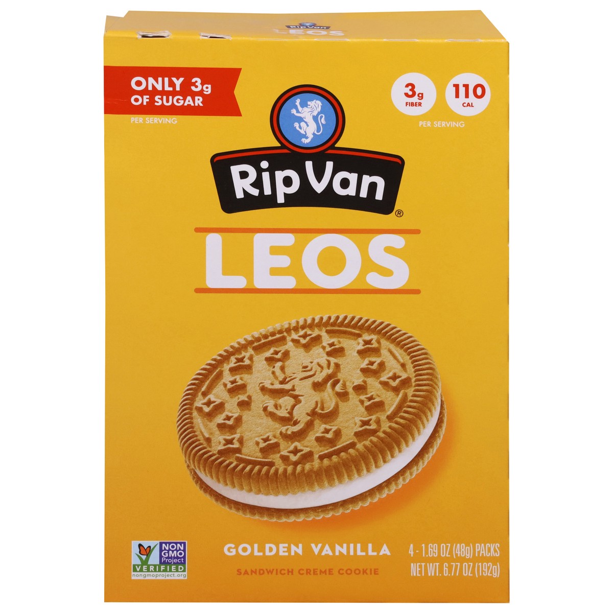 slide 2 of 13, Rip Van Leos Leos Golden Vanilla Sandwich Creme Cookies 4 - 1.69 oz Packs, 4 ct