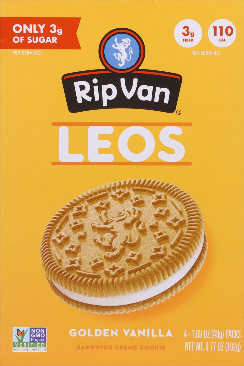 slide 13 of 13, Rip Van Leos Leos Golden Vanilla Sandwich Creme Cookies 4 - 1.69 oz Packs, 4 ct