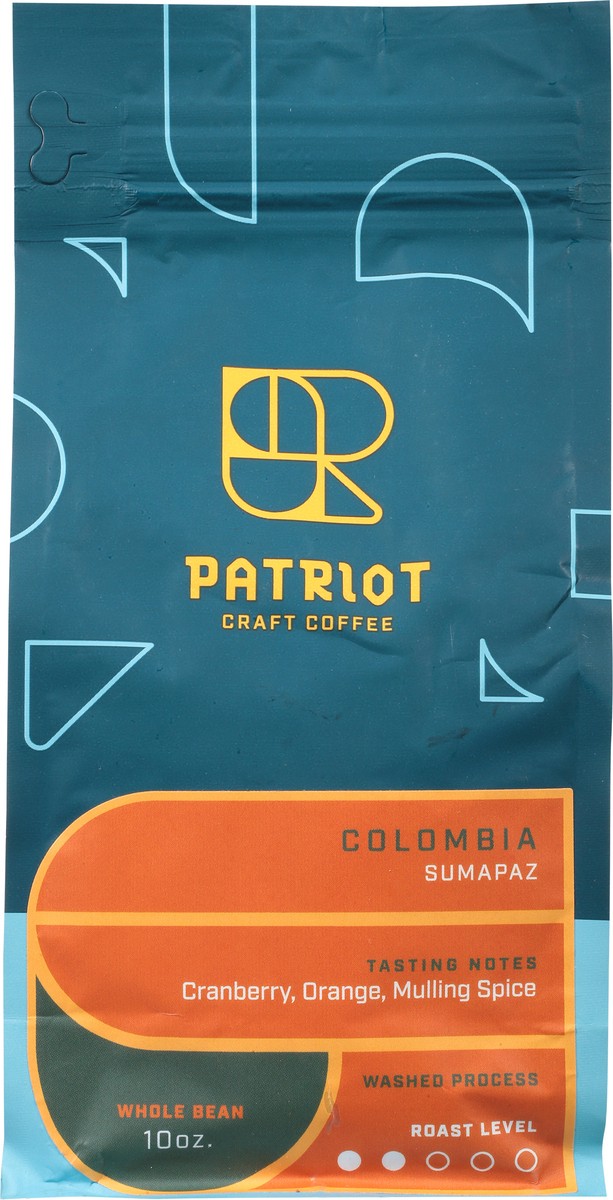slide 1 of 9, Patriot Colombia Sumapaz Whole Bean Coffee- 10 oz, 10 oz