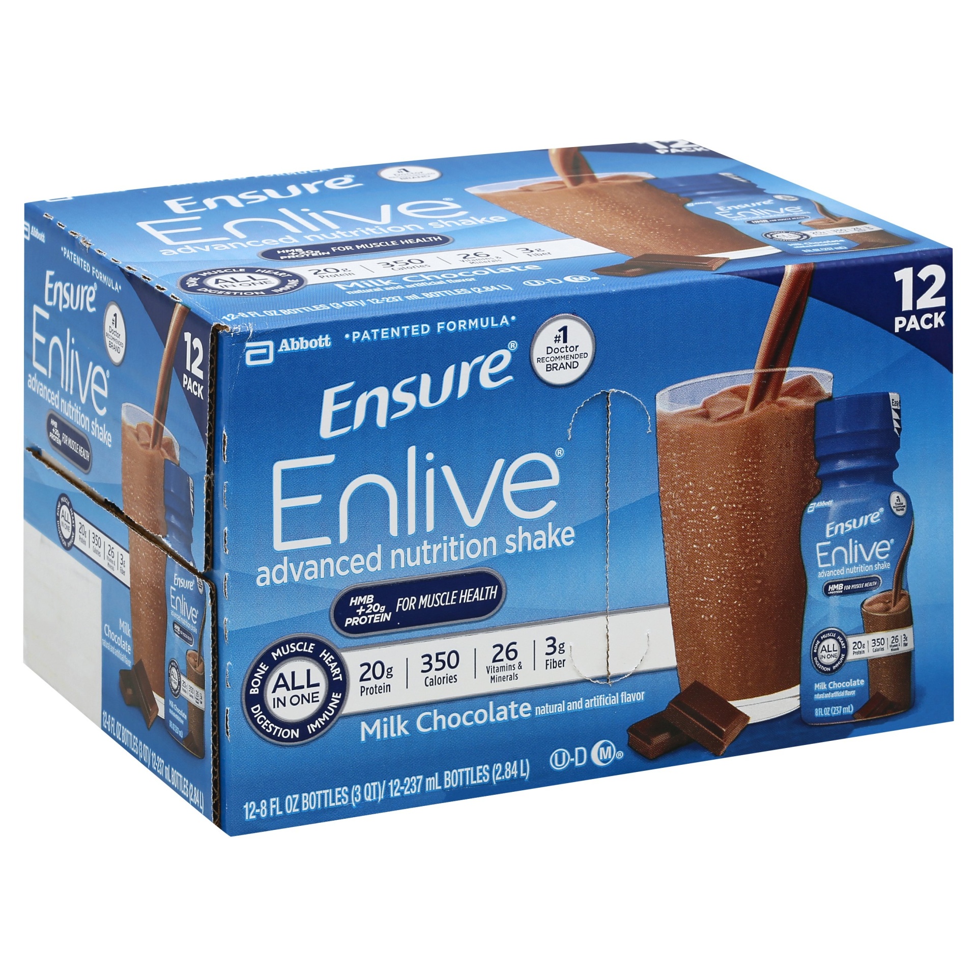 slide 1 of 1, Ensure Enlive Advanced Nutrition Shake Milk Chocolate, 12 ct; 8 fl oz