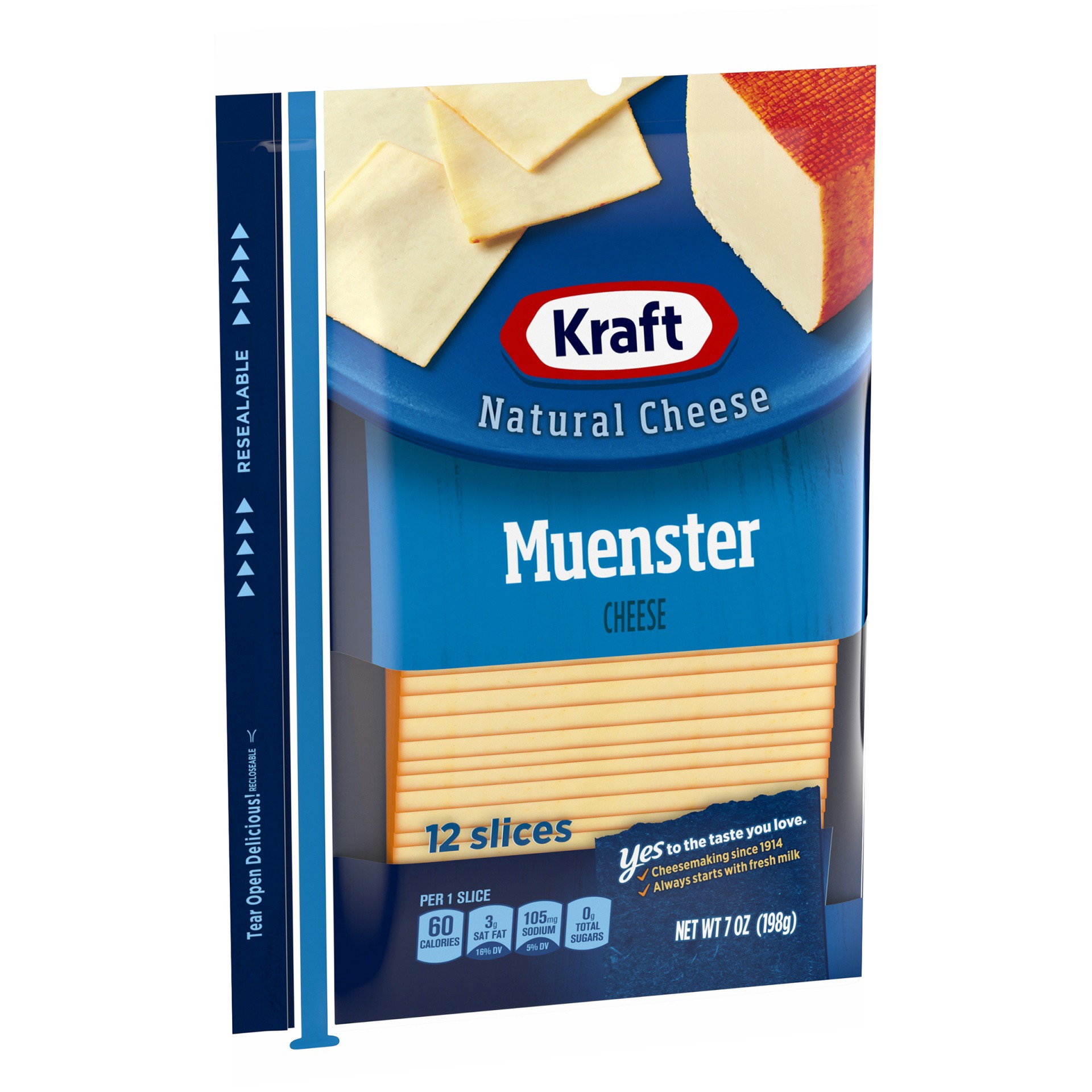 slide 10 of 13, Kraft Muenster Cheese Slices, 12 ct Pack, 12 ct