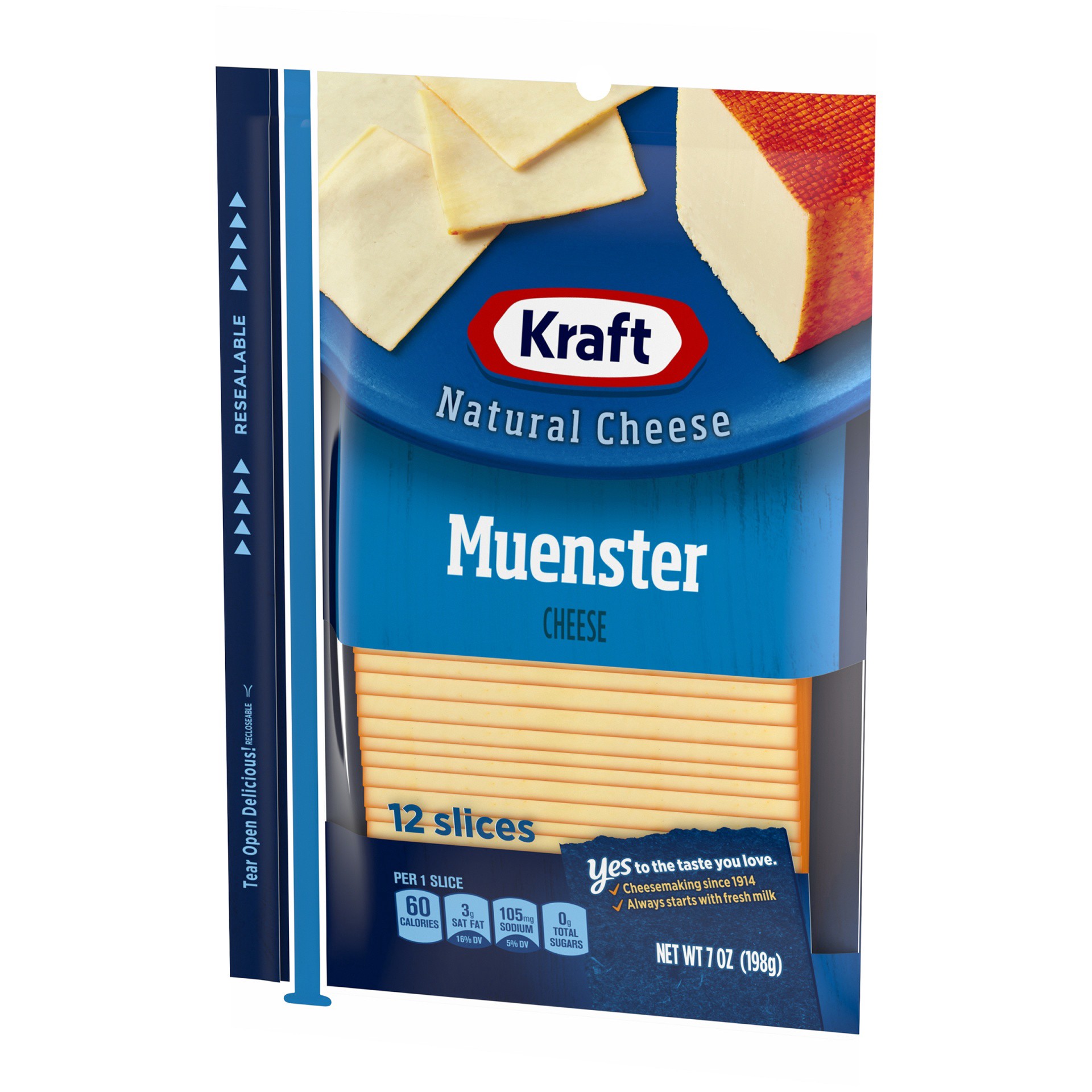 slide 5 of 13, Kraft Muenster Cheese Slices, 12 ct Pack, 12 ct