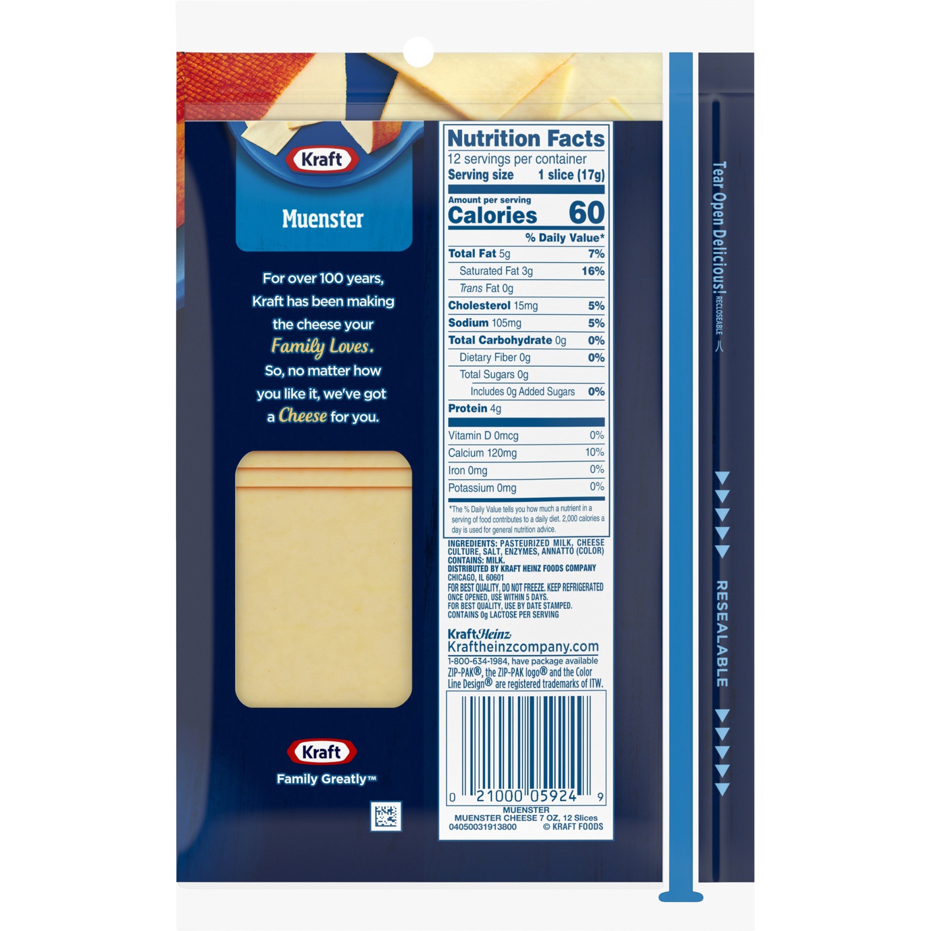 slide 11 of 13, Kraft Muenster Cheese Slices, 12 ct Pack, 12 ct