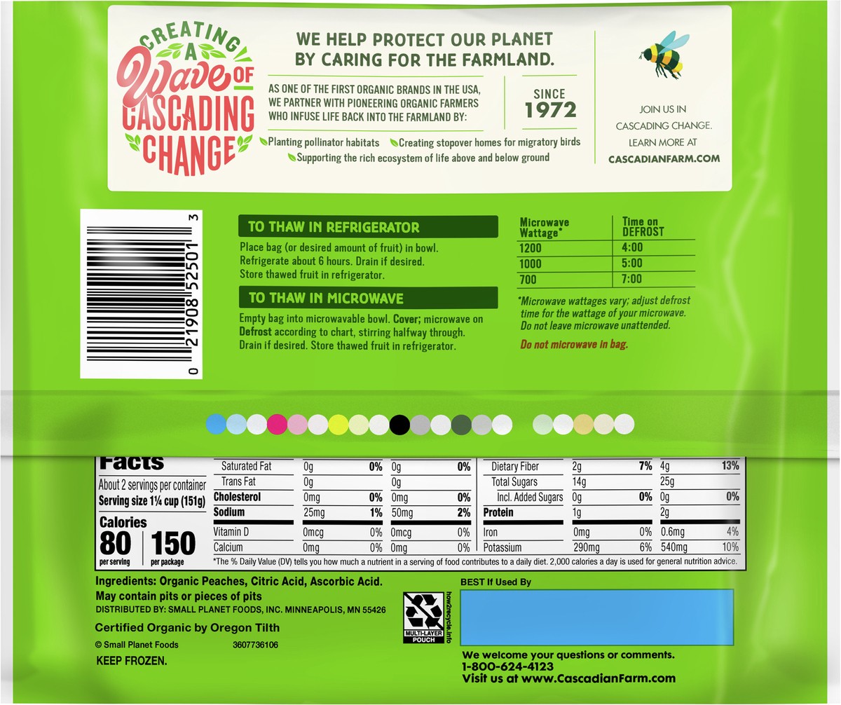 slide 9 of 9, Cascadian Farm Organic Sliced Peaches, Frozen Fruit, Non-GMO, 10 oz Bag, 10 oz