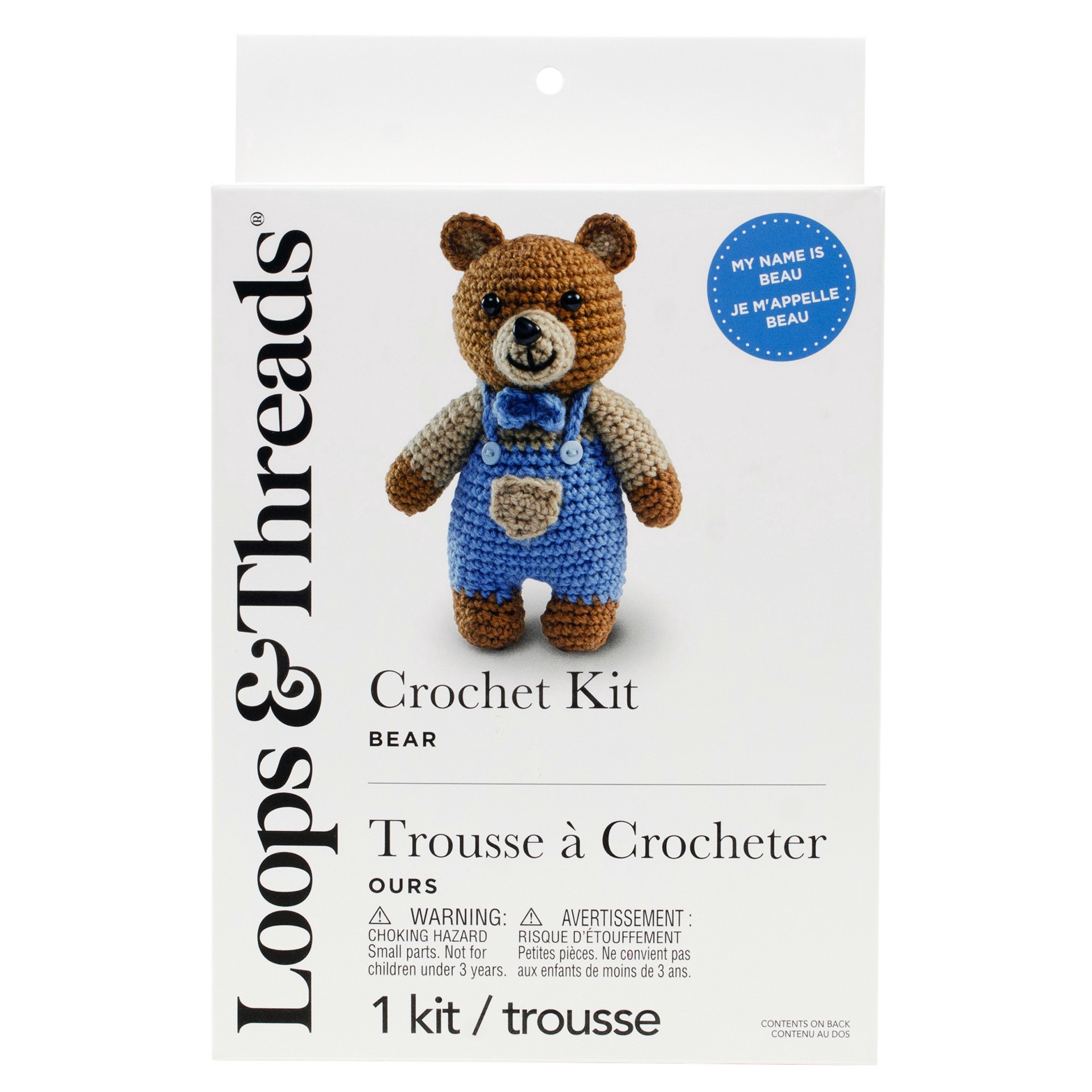 slide 4 of 4, Intermediate Bear Amigurumi Crochet Kit By Loops & Threads, 6.5 in x 4.75 in x 2.75 in