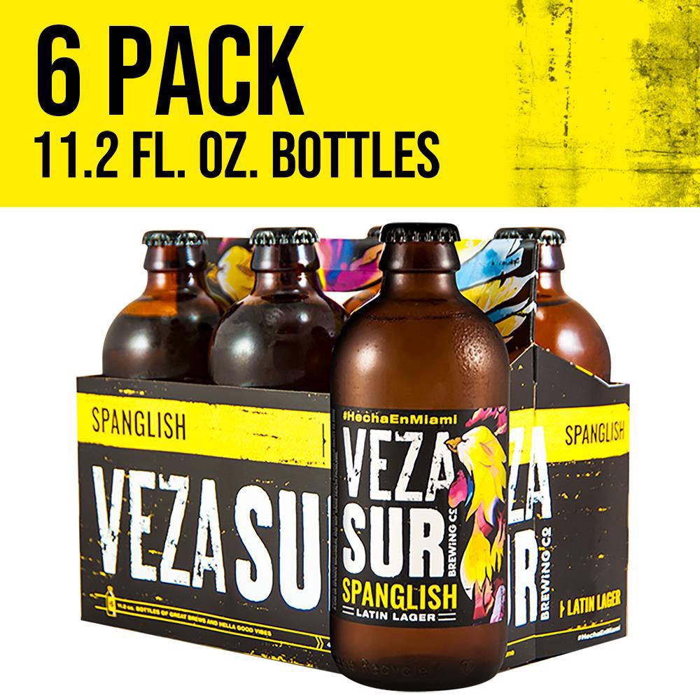 slide 5 of 8, Veza Sur Brewing Co. Spanglish Latin Lager Craft Beer, 6 Pack Beer, 11.2 FL OZ Bottles, 6 ct; 11 oz