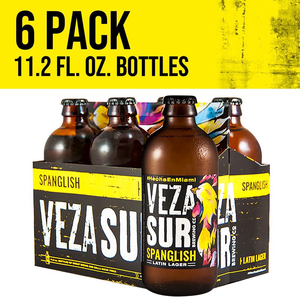 slide 8 of 8, Veza Sur Brewing Co. Spanglish Latin Lager Craft Beer, 6 Pack Beer, 11.2 FL OZ Bottles, 6 ct; 11 oz