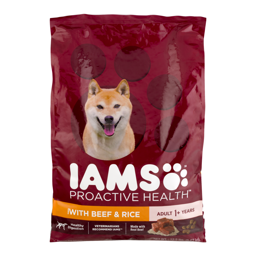 slide 1 of 1, IAMS Proactive Health Beef & Rice Adult Dry Dog Food, 12.5 lb