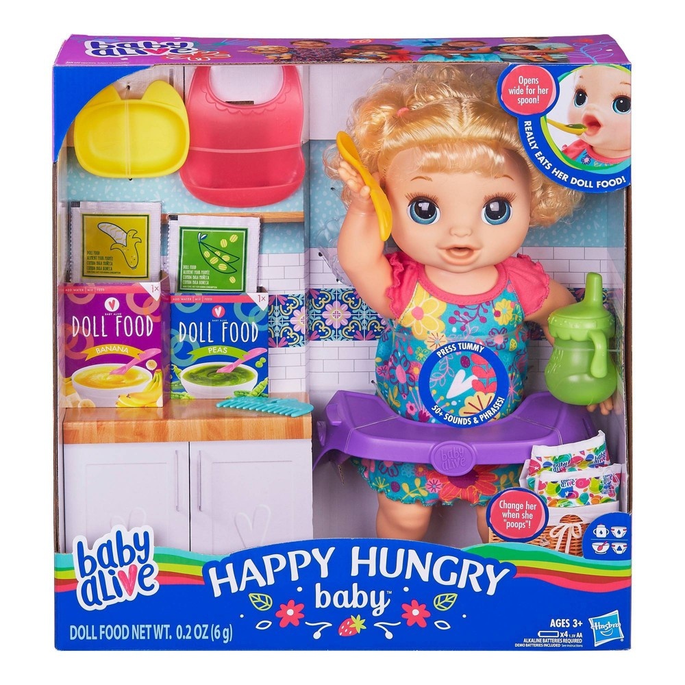 slide 2 of 8, Baby Alive Happy Hungry Baby Doll - Blonde Curly Hair, 1 ct