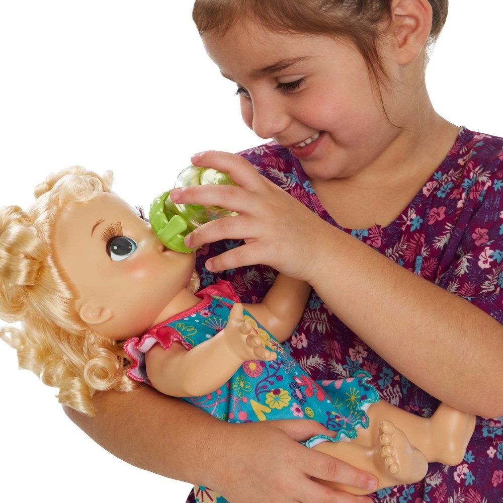 slide 4 of 8, Baby Alive Happy Hungry Baby Doll - Blonde Curly Hair, 1 ct