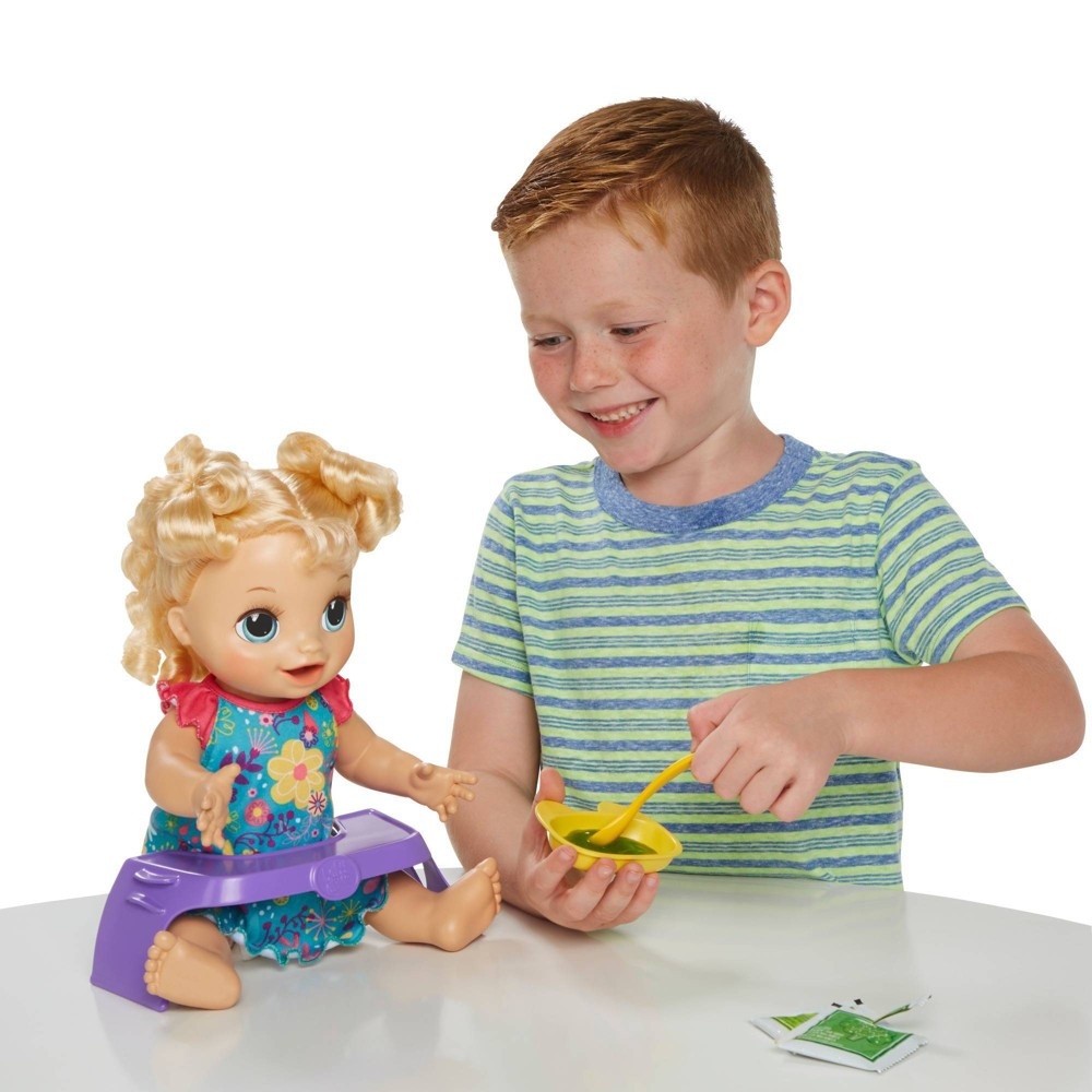 slide 7 of 8, Baby Alive Happy Hungry Baby Doll - Blonde Curly Hair, 1 ct