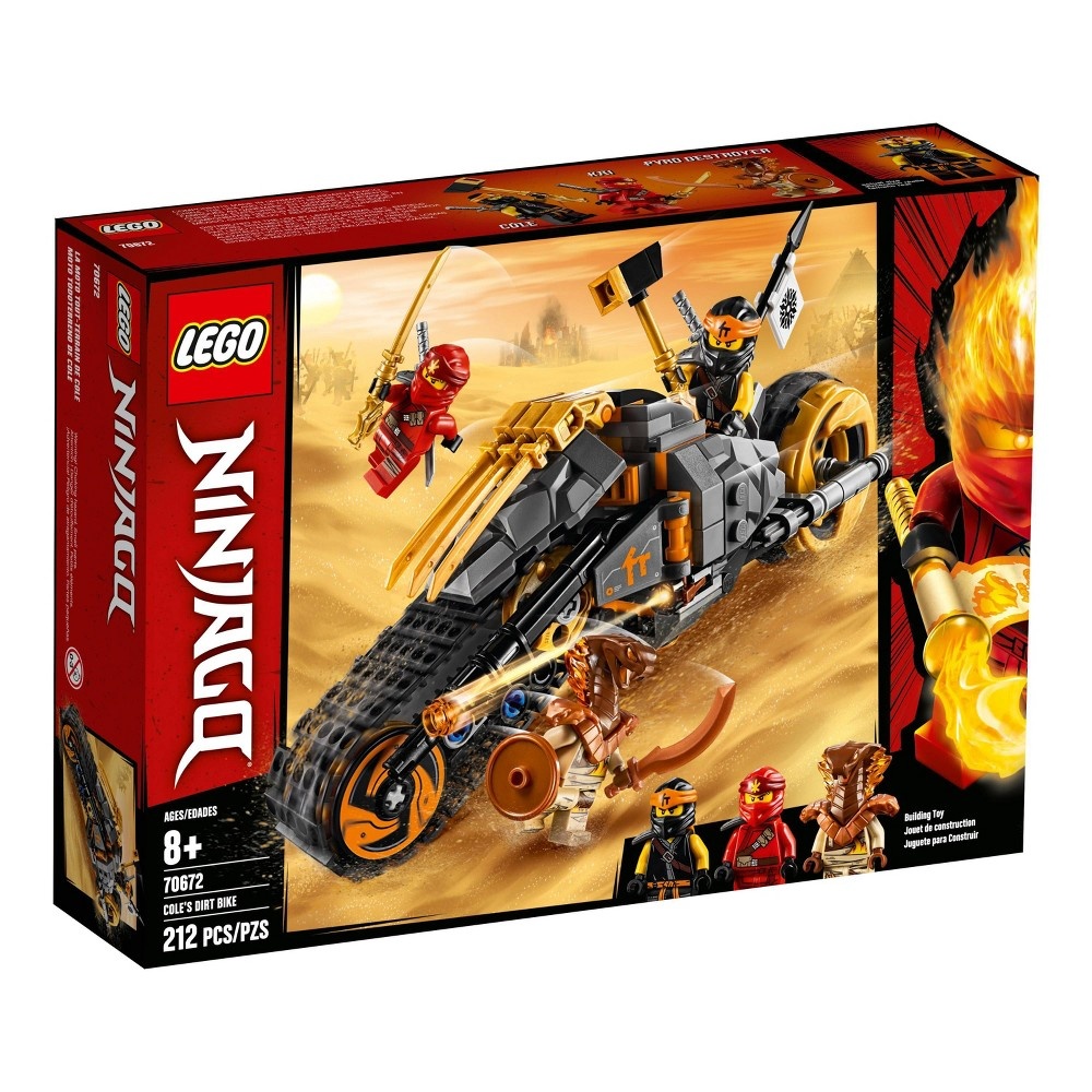 slide 6 of 7, LEGO Ninjago Cole's Dirt Bike 70672 Dirt Bike Toy Building Kit with Toy Stud Shooter, 212 ct