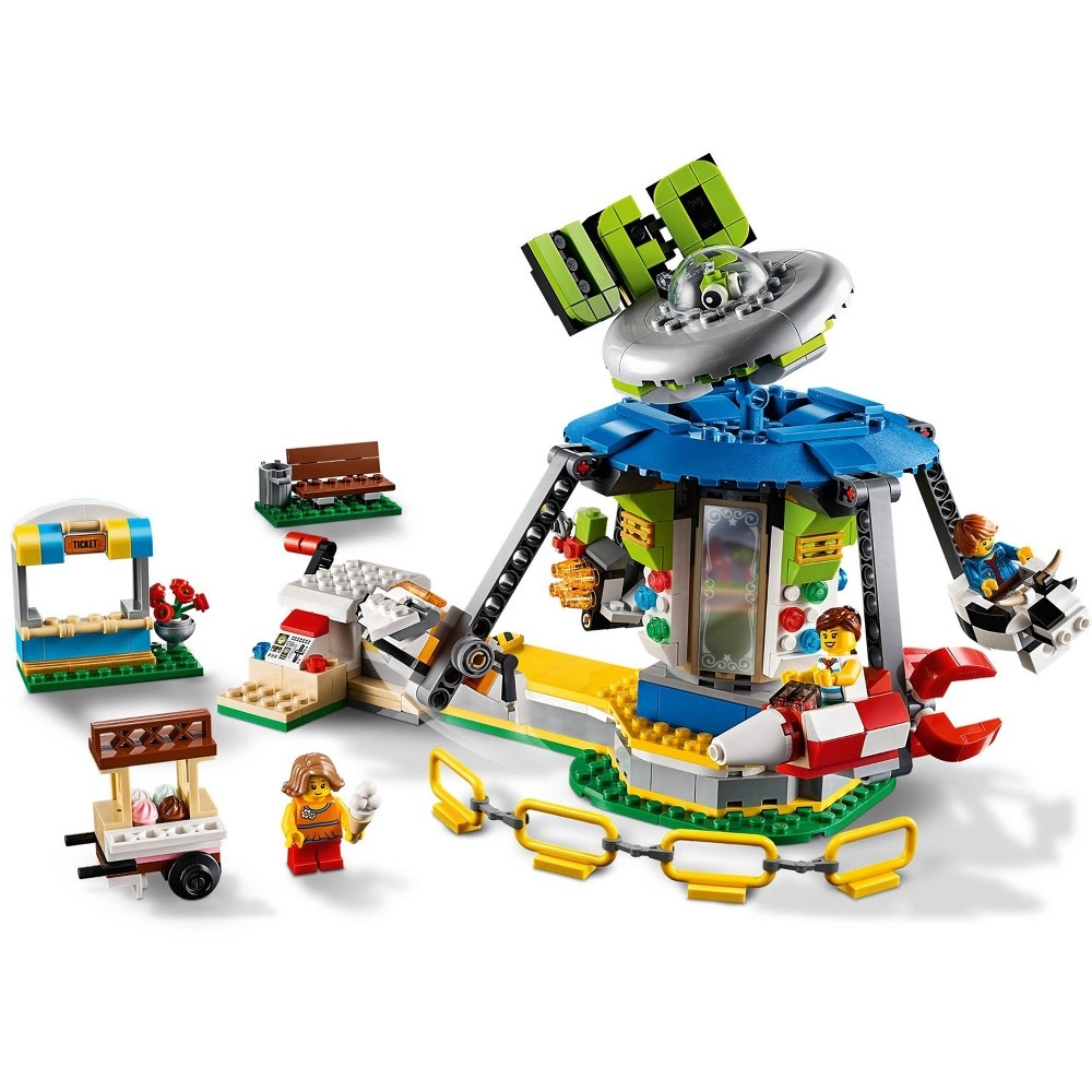 slide 3 of 8, LEGO Creator Fairground Carousel 31095 Space-Themed Building Kit with Ice Cream Cart, 1 ct