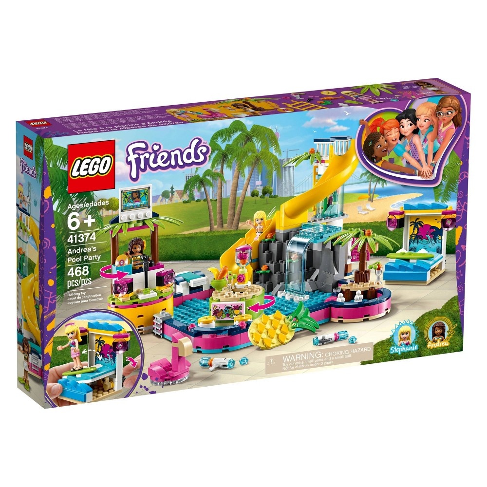 slide 4 of 7, LEGO Friends Andrea's Pool Party 41374 Toy Building Set with Mini Dolls, 1 ct