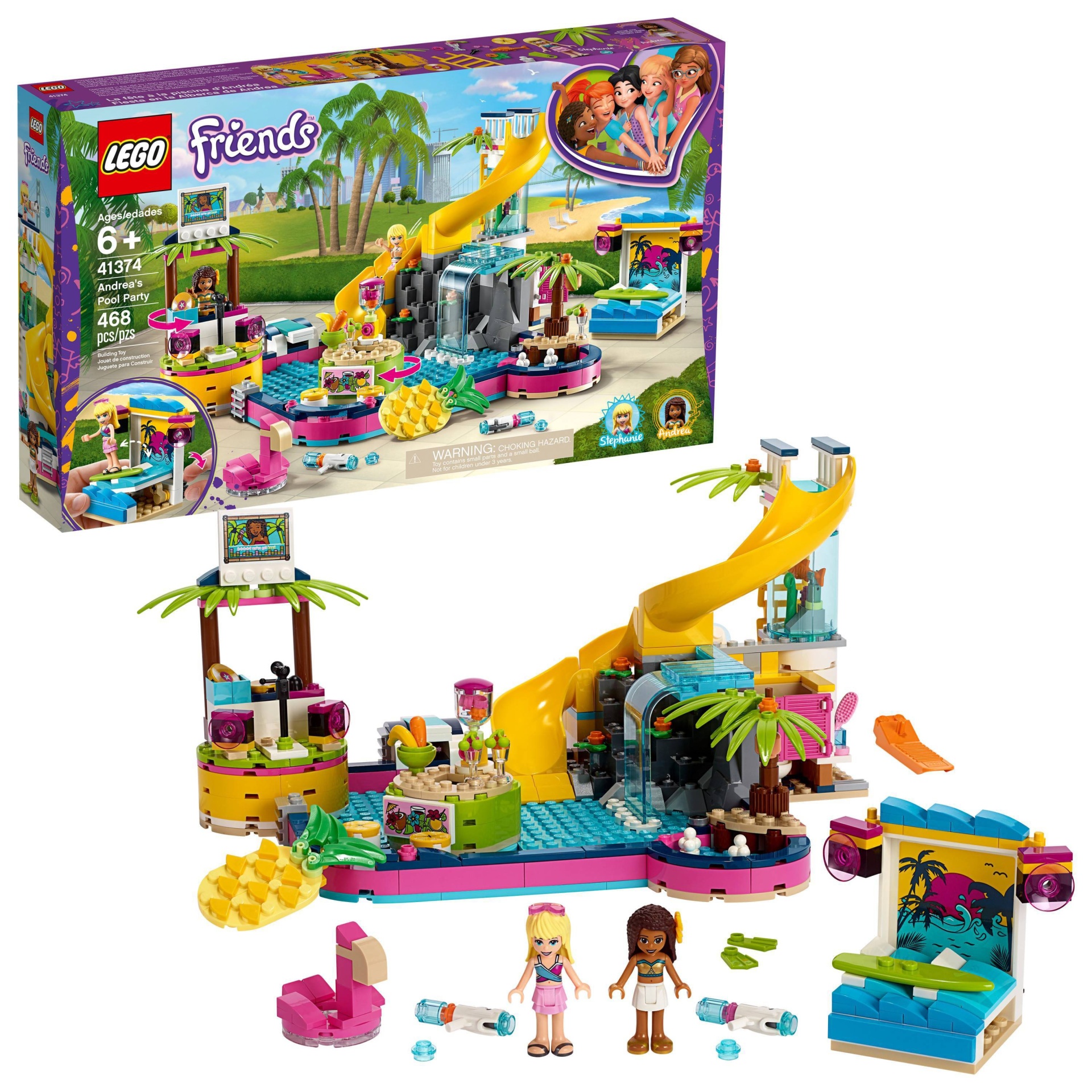 slide 1 of 1, LEGO Friends Andrea's Pool Party 41374 Toy Building Set with Mini Dolls, 1 ct