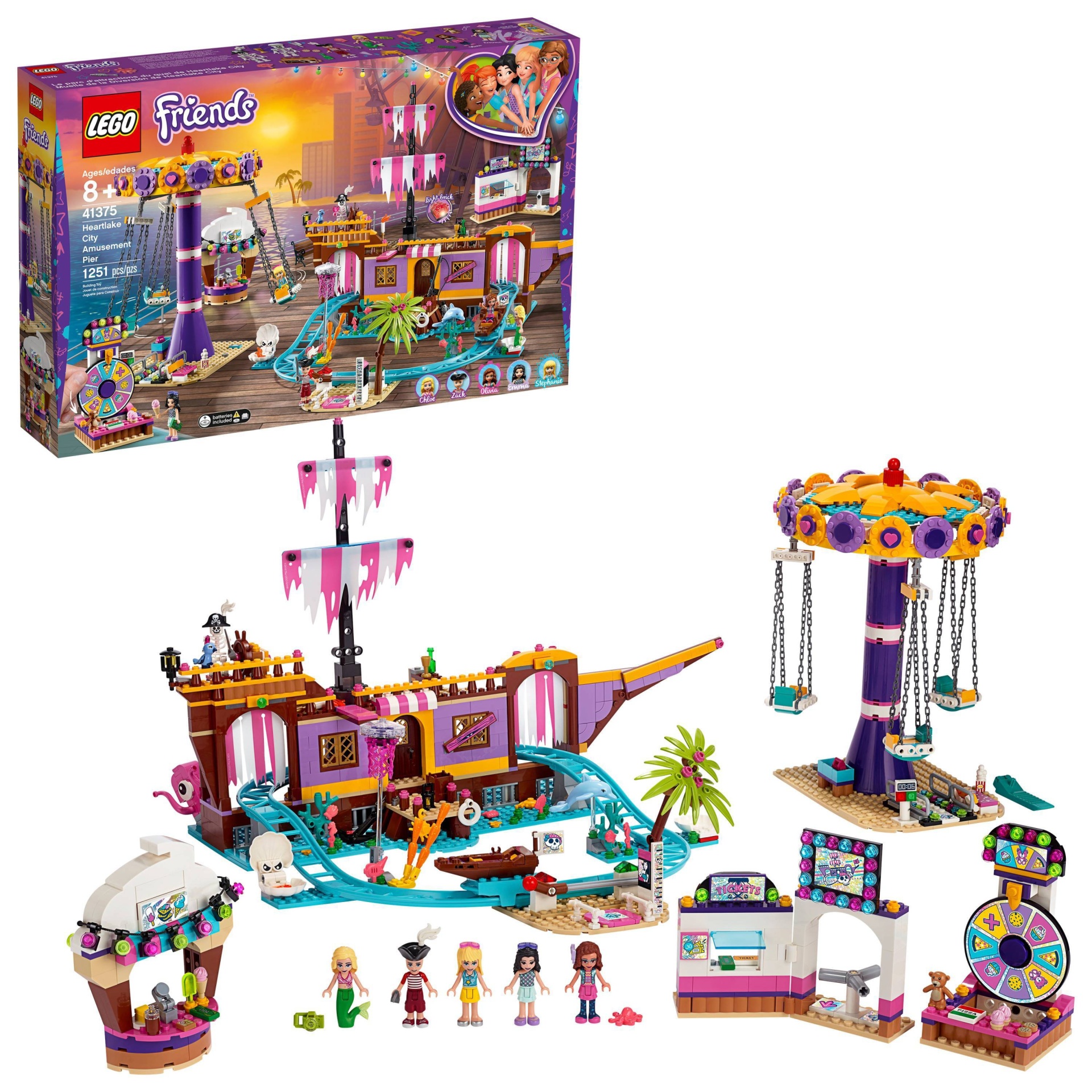 slide 1 of 1, LEGO Friends Heartlake City Amusement Pier 41375 Toy Rollercoaster Building Kit with Mini Dolls, 1 ct