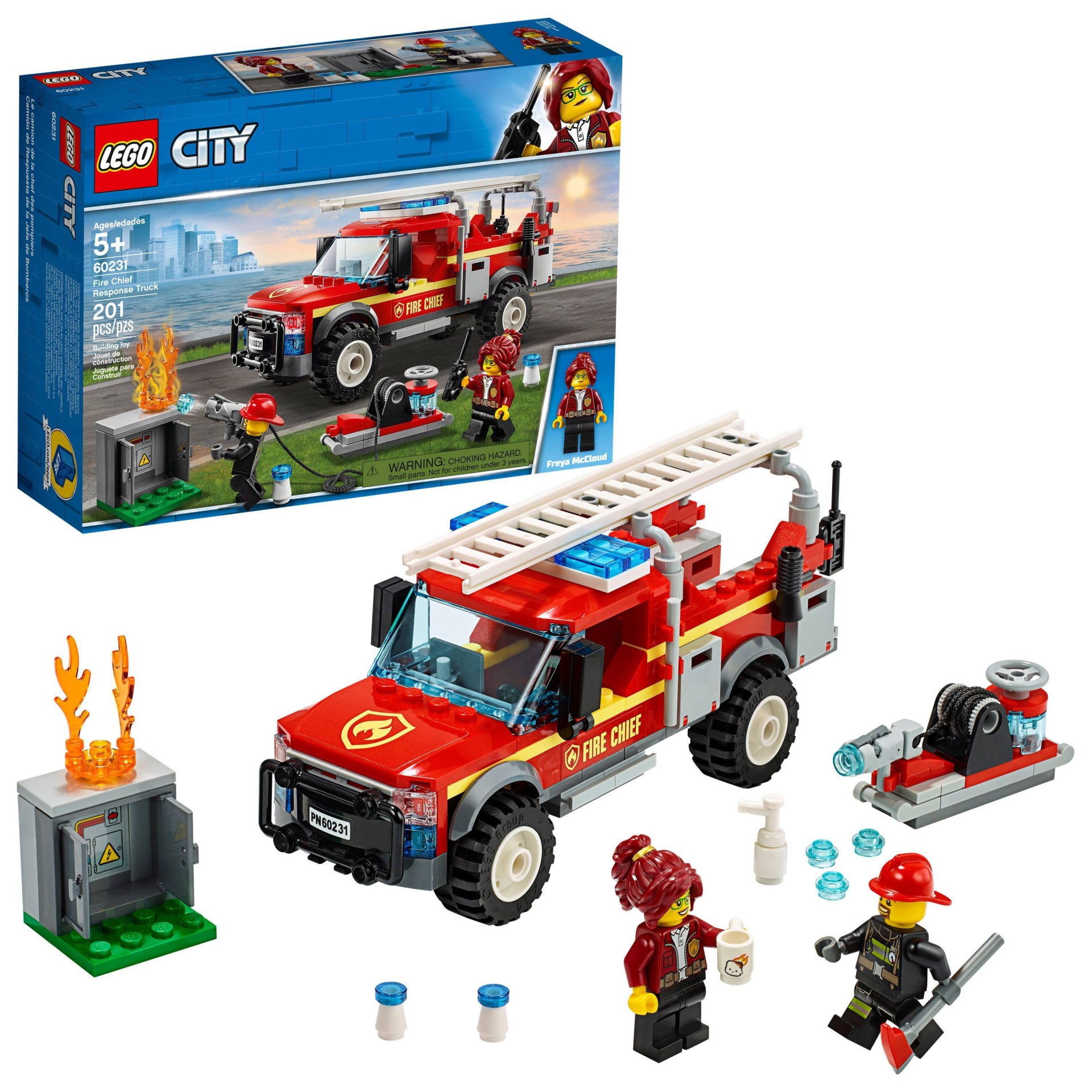 slide 1 of 7, LEGO City Fire Chief Response Truck 60231 Building Set with Toy Firetruck and Ladder, 201 ct