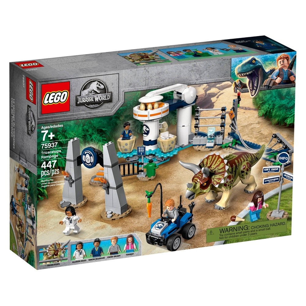 slide 2 of 7, LEGO Jurassic World Triceratops Rampage 75937 Theme Park Building Set with Toy Dinosaur Figure, 1 ct