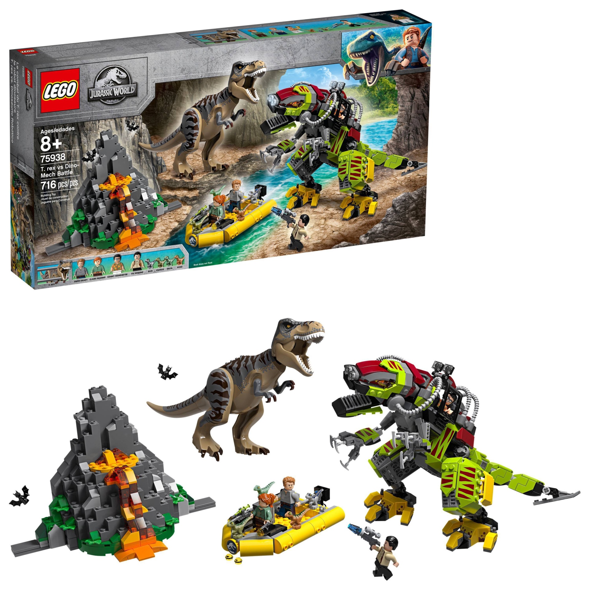 slide 1 of 1, LEGO Jurassic World T. Rex vs Dino-Mech Battle Figure Building Kit, 716 pcs