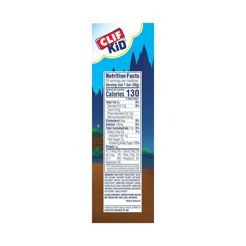 slide 4 of 4, CLIF ZBAR CLIF Kid ZBAR Filled Chocolate filled with Peanut Butter Snack Bars, 10 ct